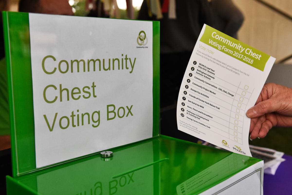 Image of green Community Chest voting box