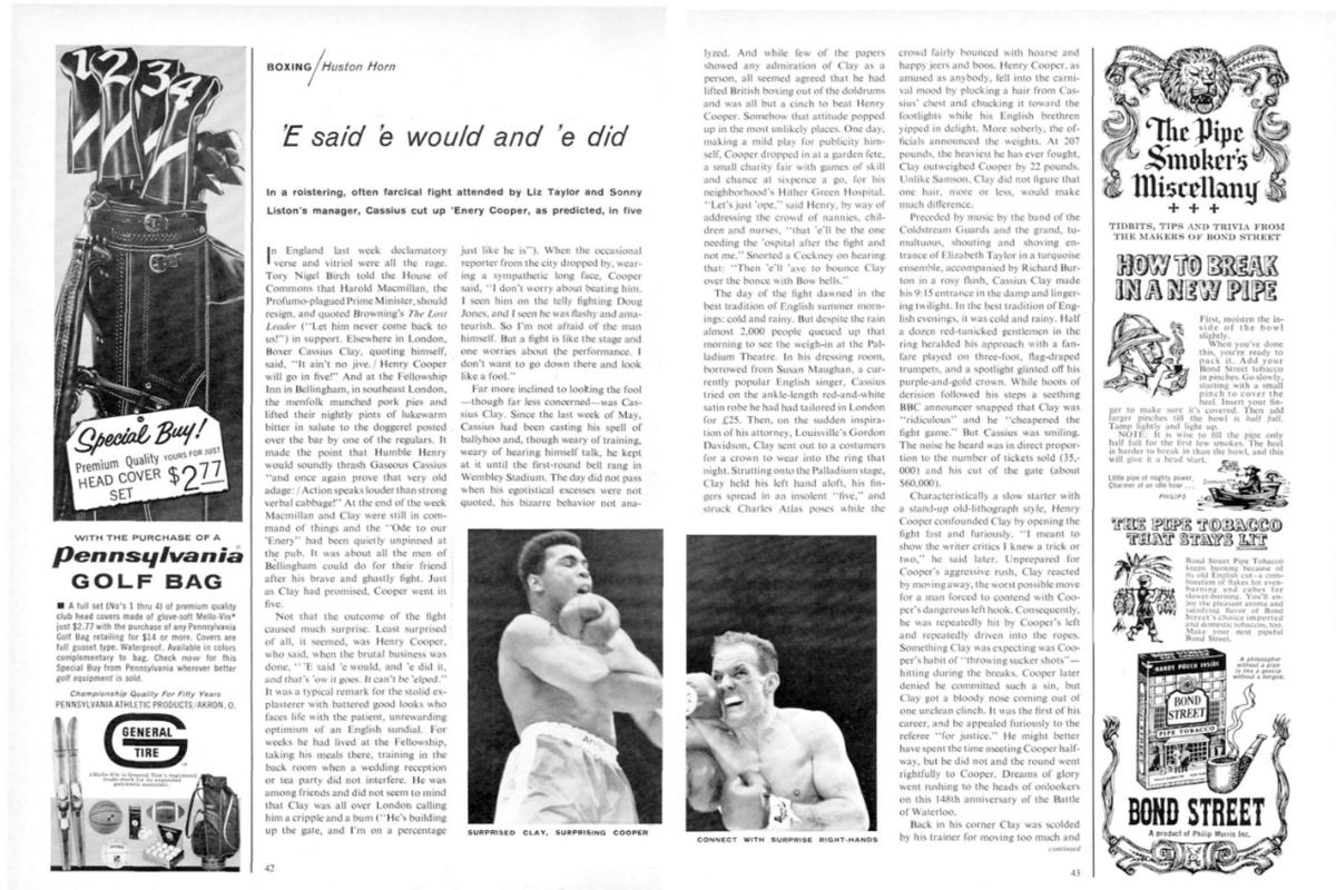 Clipping from Sports Illustrated in the 1960s on Henry Cooper